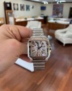 Cartier Skeleton Luxury Watch - Iced Out Stainless Steel