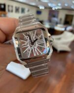 Cartier Skeleton Luxury Watch - Iced Out Stainless Steel - Image 4