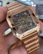 Luxury Rose Gold Skeleton Watch with Diamond Encrusted Design - Image 2