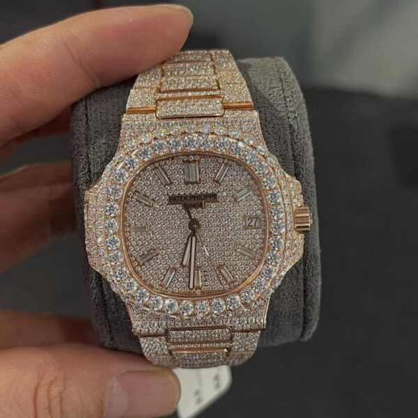 Patek Philippe Diamond-Encrusted Rose Gold Nautilus
