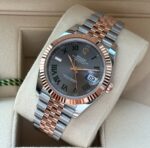Luxury Rose Gold Skeleton Rolex Watch with Diamond Encrusted Design - Image 2