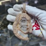 Custom Diamond-Studded Skull Pendant in Rose Gold