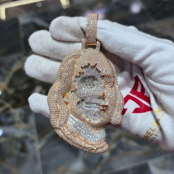 Custom Diamond-Studded Skull Pendant in Rose Gold