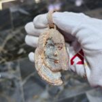 Custom Diamond-Studded Skull Pendant in Rose Gold - Image 2