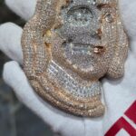 Custom Diamond-Studded Skull Pendant in Rose Gold - Image 3