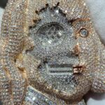 Custom Diamond-Studded Skull Pendant in Rose Gold - Image 4