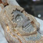 Custom Diamond-Studded Skull Pendant in Rose Gold - Image 5