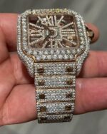 Custom Diamond-Encrusted Cartier Skeleton Watch in Rose Gold - Image 2