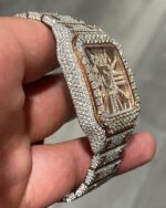 Custom Diamond-Encrusted Cartier Skeleton Watch in Rose Gold - Image 3
