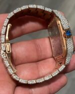 Custom Diamond-Encrusted Cartier Skeleton Watch in Rose Gold - Image 4