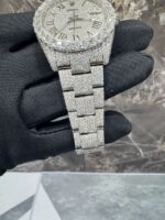Custom Diamond-Encrusted Rolex Datejust Watch with Roman Numerals - Image 4