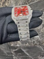 Cartier Santos Diamond Red Automatic Men's Luxury Watch - Image 2