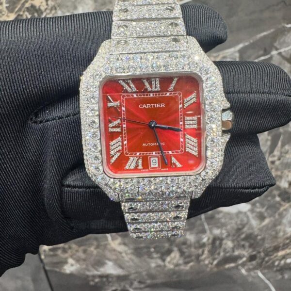 Cartier Santos Diamond Red Automatic Men's Luxury Watch