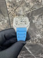 Cartier Santos Watch with Blue Rubber Strap – Luxury Men’s Timepiece - Image 3
