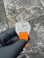 Cartier Santos Diamond Encrusted Watch – Orange Luxury Leather Strap Edition - Image 3