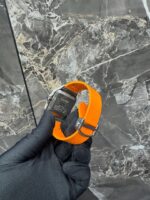 Cartier Santos Diamond Encrusted Watch – Orange Luxury Leather Strap Edition - Image 5