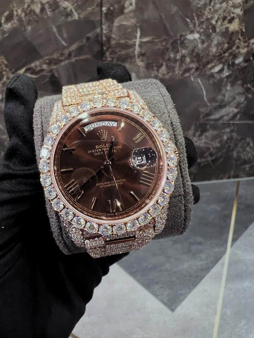 WhatsApp Image 2026-05-15 at 1.56.23 PM Rolex Iced Out Green Moissanite VVS Watch & Bracelet Combo – Luxury Men’s Jewelry Set - Image 1