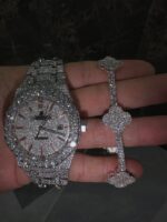 Rolex Iced Out Moissanite VVS Diamond Watch & Bracelet Combo – Luxury Bling Set