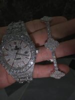 Rolex Iced Out Moissanite VVS Diamond Watch & Bracelet Combo – Luxury Bling Set - Image 5