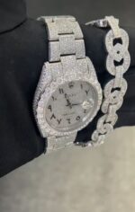 Rolex Datejust Diamond Iced-Out Watch & Diamond Bracelet Combo – Luxury Men's Jewelry Set - Image 2