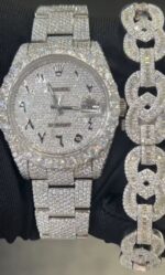 Rolex Datejust Diamond Iced-Out Watch & Diamond Bracelet Combo – Luxury Men's Jewelry Set - Image 3