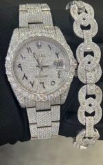 Rolex Datejust Diamond Iced-Out Watch & Diamond Bracelet Combo – Luxury Men's Jewelry Set - Image 5