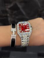 Cartier Iced Out Moissanite Watch & Diamond Bracelet Combo – VVS Luxury Timepiece Set - Image 5