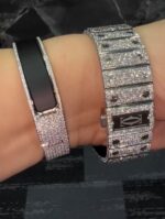Cartier Iced Out Moissanite Watch & Diamond Bracelet Combo – VVS Luxury Timepiece Set - Image 4
