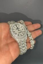 Audemars Piguet Iced Out VVS Moissanite Diamond Watch & Heart Link Bracelet Combo - Image 3