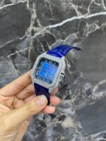 Leather Blue straps  Iced Out Automatic Cartier Watch – Women’s Watch & Bracelet Set - Image 2