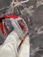 Red Leather straps  Iced Out Automatic   – VVS Certified Luxury Set - Image 3