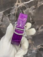 Leather straps Violet  Iced Out Automatic Watch – Moissanite & VVS Luxury Timepiece - Image 4