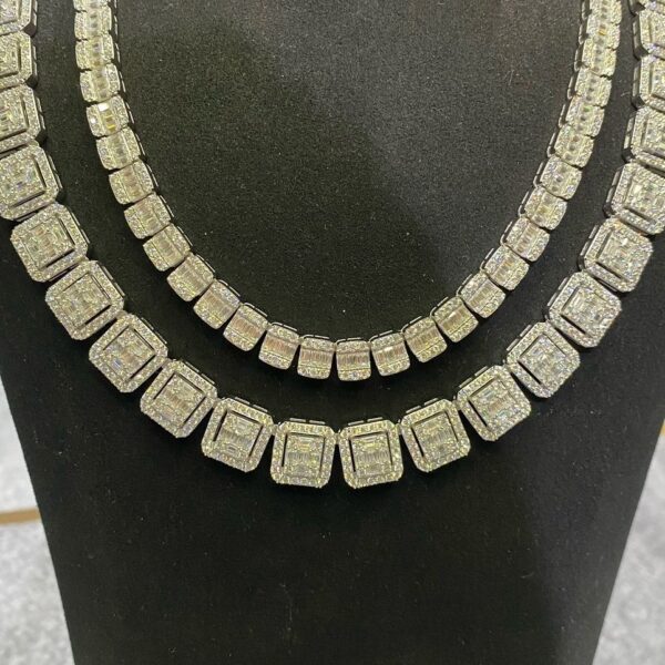 Luxury Iced Out Moissanite Square Tennis Chain