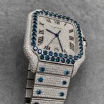 Luxury Blue Sapphire Iced Out Moissanite Cartier Style Watch - Image 3