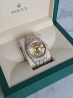 Luxury Two-Tone Iced Out Moissanite Sky-Dweller Style Rolex Watch –Gold & Silver Statement Timepiece