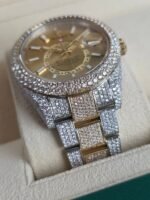 Luxury Two-Tone Iced Out Moissanite Sky-Dweller Style Rolex Watch –Gold & Silver Statement Timepiece - Image 2