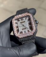 Luxury Black & Rose Gold Iced Out Moissanite Cartier Style Watch - Image 2