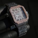 Luxury Black & Rose Gold Iced Out Moissanite Cartier Style Watch - Image 3