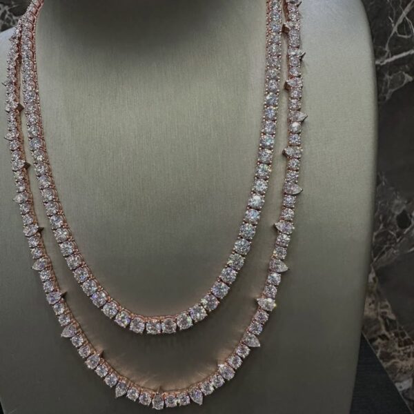 Luxury Rose Gold Moissanite Tennis Chain Necklace